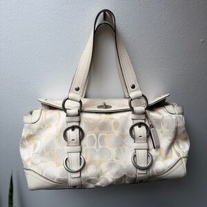 Coach 10145 Chelsea Optic Signature Turn Lock Satchel Handbag Satchel